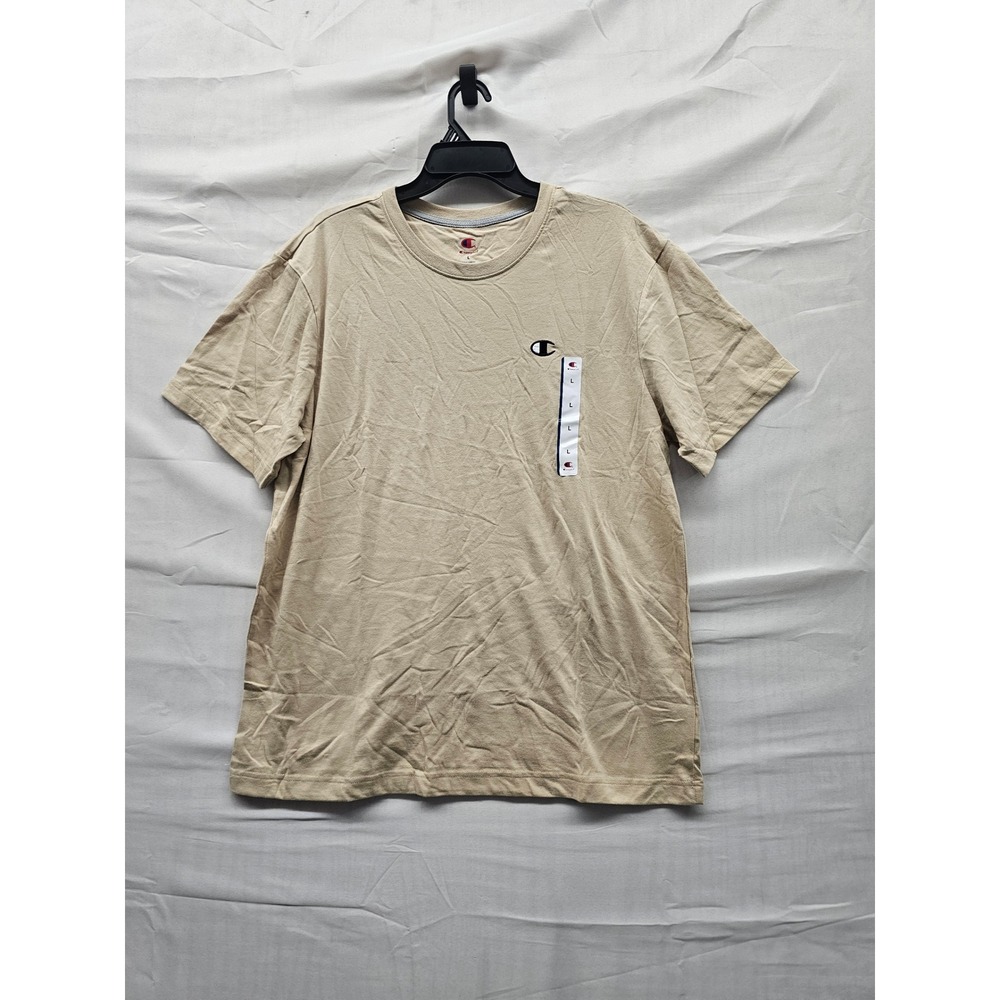 Champion Mens Iconic Small C Tee Tan Cotton Blend Casual Size Large‎